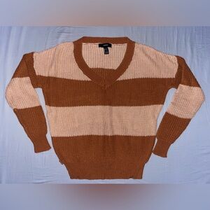 Forever 21 | New | Brown Cream Crotchet V Neck Sweater